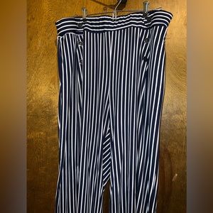 Plus Size 3X Navy & White Pinstripe Sailor Dress Pants